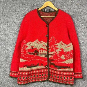 Vintage‎ Cardigan Size 38 Stapf Austria Sweater Red